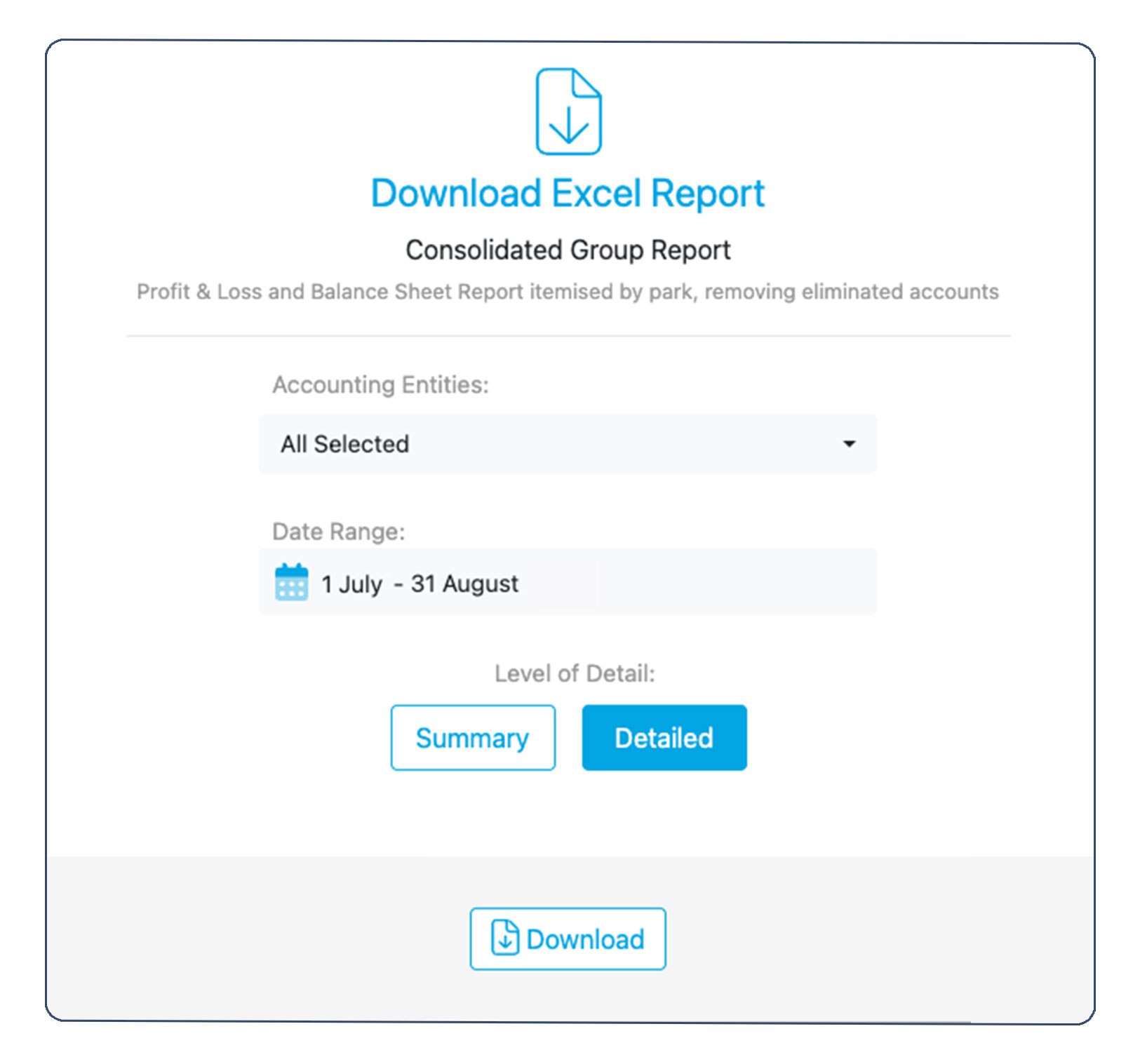 Finance Report Centre feature